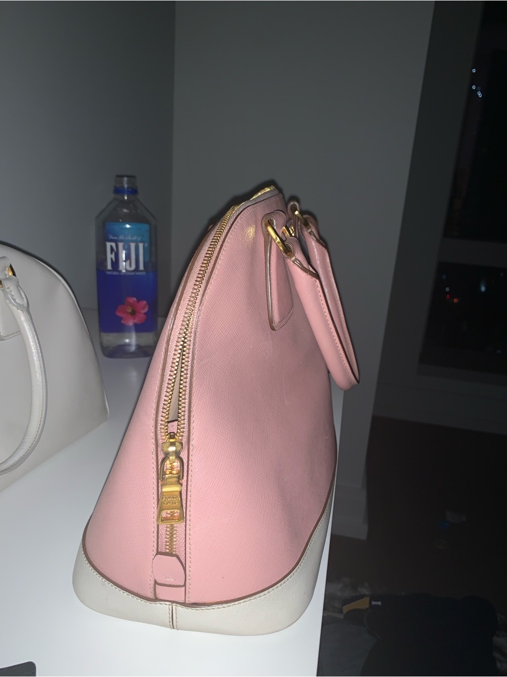 Prada Pink Saffiano Dome Satchel with White Base and Gold Hardware - Picture 7 of 15